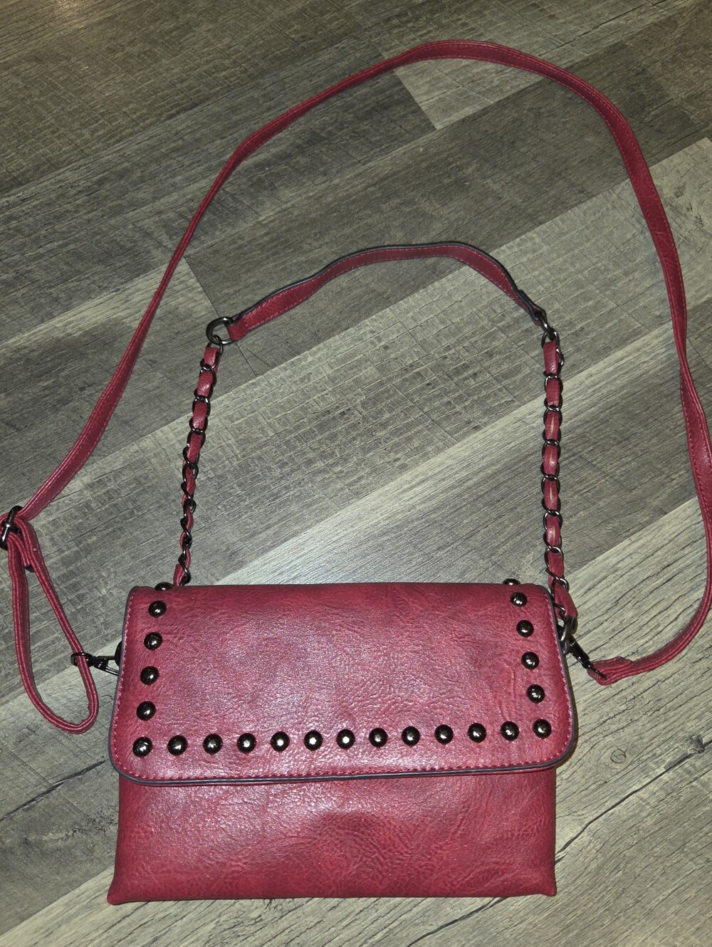 Sam & Hadley Red Studded Crossbody Shoulder Bag Western Y2K Moto Boho Purse